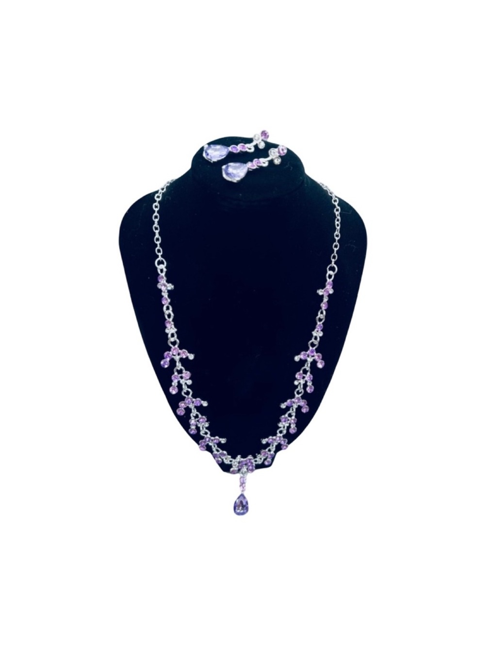 Amethyst Teardrop Necklace & Earrings Set - Elegant Purple Jewelry FINAL DROP